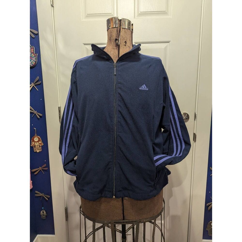 Vintage Adidas Fleece Track Jacket Purple Lilac Thumb Holes Women's XL